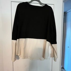 Black and Cream Colorblock Long Sleeve Tee